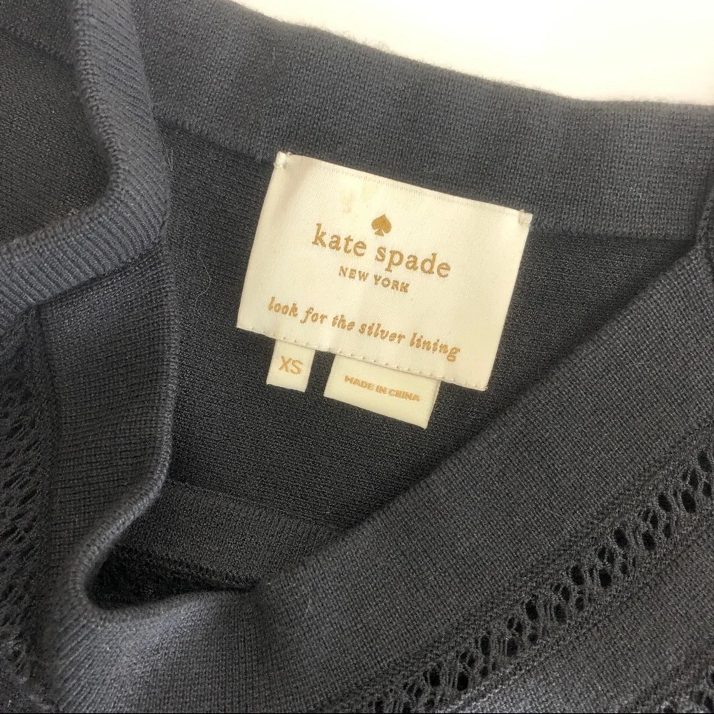 Kate Spade Open Cable Knit Sweater Dress: Black